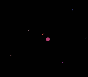 Some colored circles with motion blur on a black background