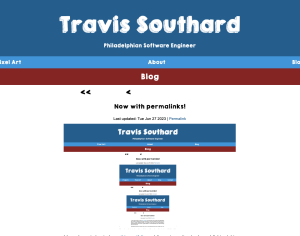 A repeating nested image of the old travissouthard.com webpage header receding into the distance